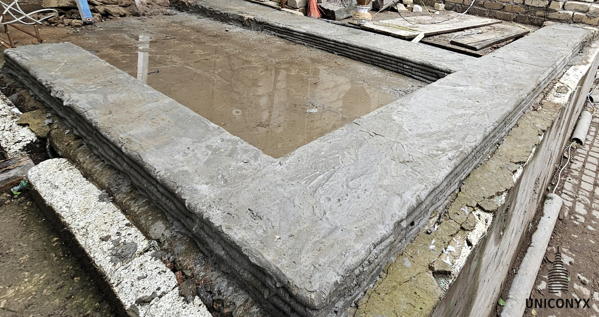 3D Printed House Foundation Filled
